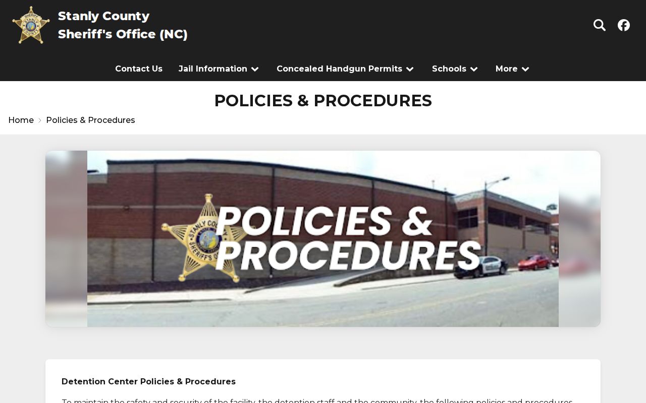 Stanly County arrest report bond methods and detention policy information