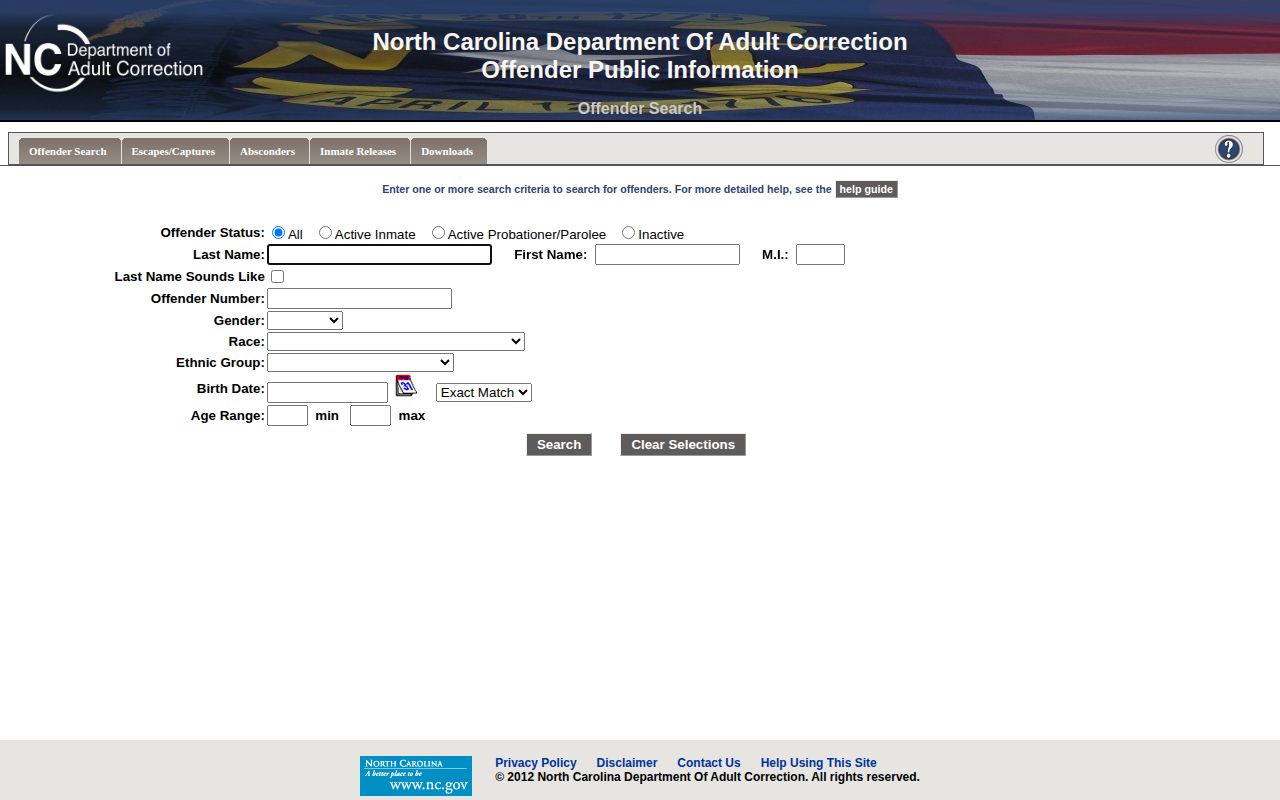 North Carolina DAC custody search after a Stanly County arrest transfer
